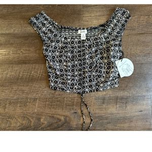 Japia Women’s Crop Top Black Tie up Shirt Small Sleeveless New